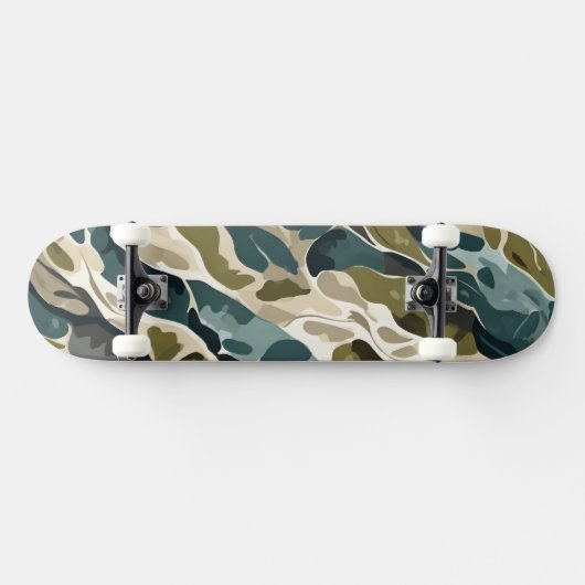Skateboard Design Camouflage en vert et beige (Horz)