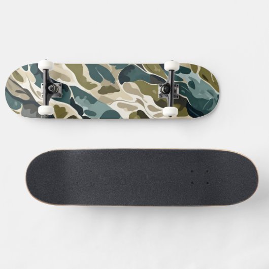 Skateboard Design Camouflage en vert et beige (Horz)