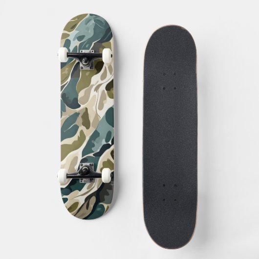Skateboard Design Camouflage en vert et beige (Recto)