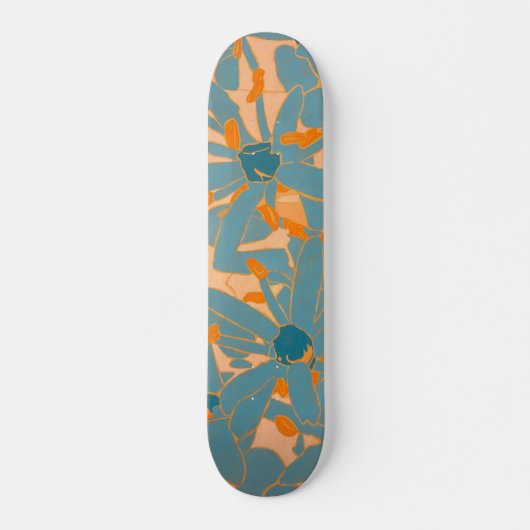 Skateboard Design de feuille contemporain pêche (Devant)
