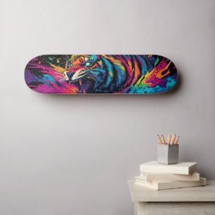 Skateboard Design de tigre coloré en fer néon
