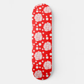 Skateboard Design d'illustrations florales Pois en rouge blan (Recto)