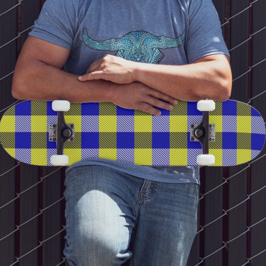 Skateboard Design En vichy jaune bleu