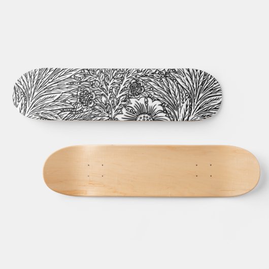 Skateboard Design floral complexe en noir et blanc (Horz)