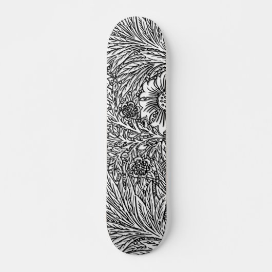 Skateboard Design floral complexe en noir et blanc (Devant)