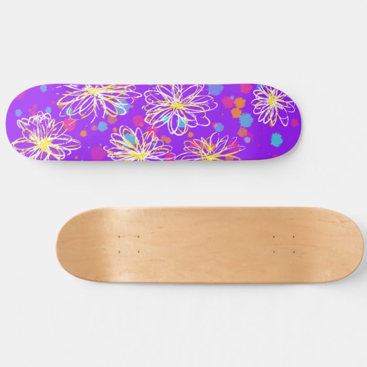 Skateboard Design floral encre et plaques de peinture - viole (Horz)