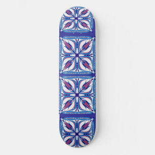 Skateboard Design turc ethnique bleu avec quatre tulipes