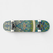 Skateboard Designs orientaux bleus avec facettes souriantes (Horz)