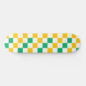 Skateboard Dessin à carreaux jaune blanc vert (Horz)