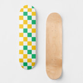 Skateboard Dessin à carreaux jaune blanc vert (Recto)