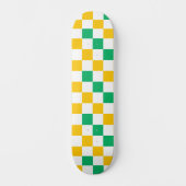 Skateboard Dessin à carreaux jaune blanc vert (Recto)