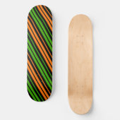 Skateboard Dessin à rayures verticales orange vert noir (Recto)