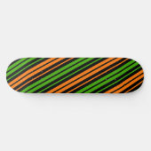 Skateboard Dessin à rayures verticales orange vert noir (Horz)
