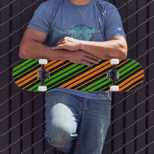 Skateboard Dessin à rayures verticales orange vert noir (Extérieur 3)