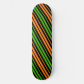 Skateboard Dessin à rayures verticales orange vert noir (Recto)