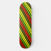 Skateboard Dessin à rayures verticales vert jaune rouge (Recto)