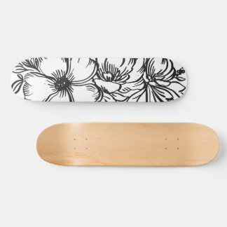 Skateboard dessin Abstrait de ligne florale
