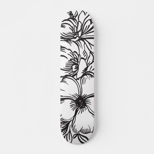 Skateboard dessin Abstrait de ligne florale (Devant)