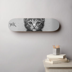 Skateboard Dessin adorable de Monogramme de jeune chat