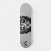 Skateboard Dessin adorable de Monogramme de jeune chat (Devant)