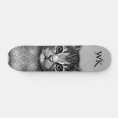 Skateboard Dessin adorable de Monogramme de jeune chat (Horz)
