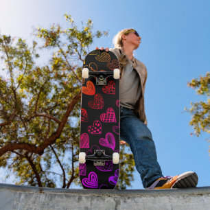 Skateboard Dessin adorable Rainbow Heart Scribble