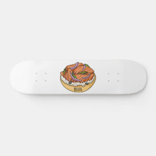 Skateboard dessin animé de bagel saumon