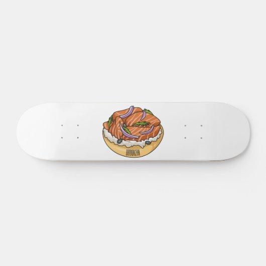 Skateboard dessin animé de bagel saumon (Horz)