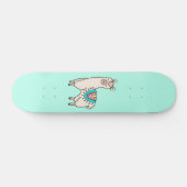 Skateboard dessin animé de llama alpaga souriant (Horz)