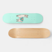 Skateboard dessin animé de llama alpaga souriant (Horz)