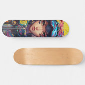 Skateboard dessin animé de style Abstrait d'une fille de chat (Horz)