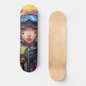 Skateboard dessin animé de style Abstrait d'une fille de chat (Recto)