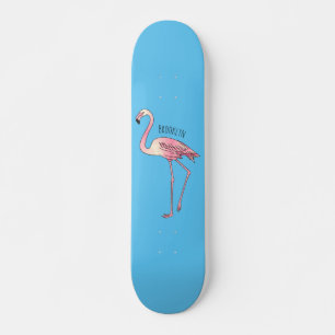 Skateboard dessin animé d'oiseau Flamant rose