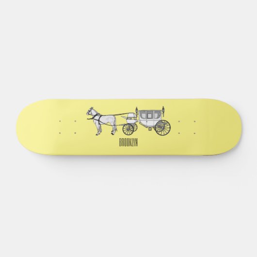 Skateboard dessin animé mariage cheval & calèche (Horz)