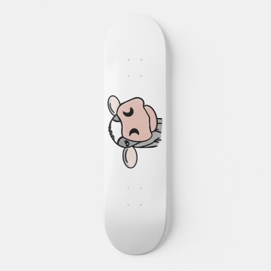 Skateboard dessin animé vache noir blanc rose baiser gris ani (Recto)
