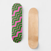 Skateboard Dessin chevron zigzag vert rose (Recto)
