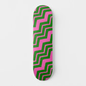 Skateboard Dessin chevron zigzag vert rose (Recto)