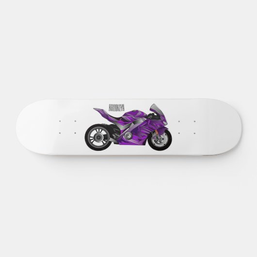 Skateboard Dessin de moto de sport violet (Horz)