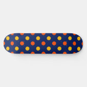 Skateboard Dessin de points orange jaune sur fond bleu (Horz)