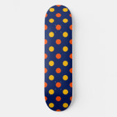Skateboard Dessin de points orange jaune sur fond bleu (Recto)