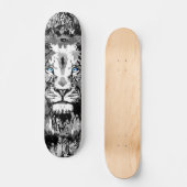 Skateboard Dessin de portrait de Lion gris - Patinage de Lion (Recto)