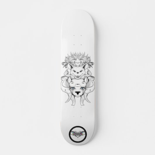 Skateboard Dessin de trait noir et blanc (Devant)