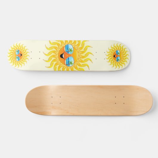 Skateboard Dessin d'été avec lunettes de soleil (Horz)