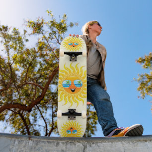 Skateboard Dessin d'été avec lunettes de soleil