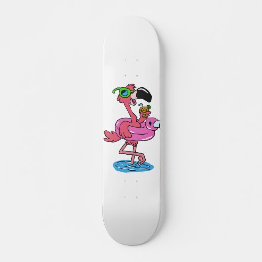 Skateboard Dessin du Flamant rose d'été | choisir la couleur  (Devant)