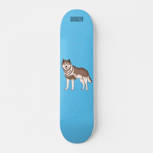 Skateboard dessin humoristique sibérien husky (Devant)