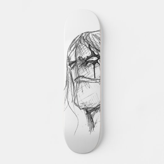 Skateboard Dessin noir et blanc de l'Anime de colère (Recto)