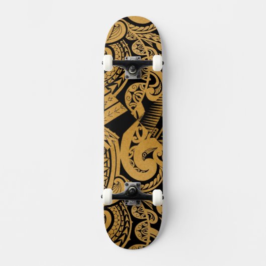 Skateboard dessin original de tatouage sur le style en bois (Recto)