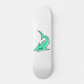 Skateboard dessin souriant requin menthe bleu vert océan anim (Devant)