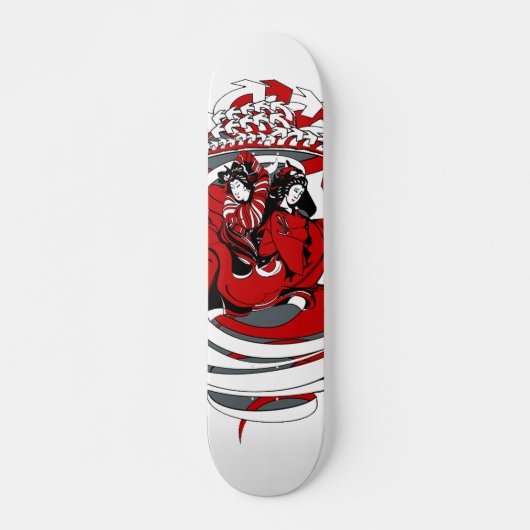Skateboard Deux geishas avec la conception graphique (Devant)